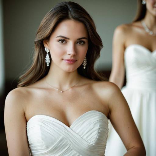 Elegant Engagement Gown with Brown Hair