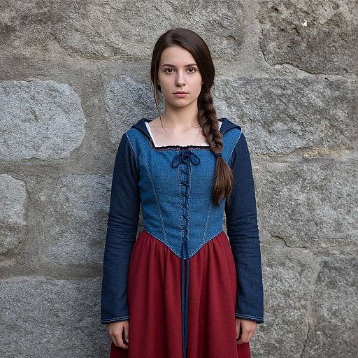 Medieval Woman Against Stone Wall