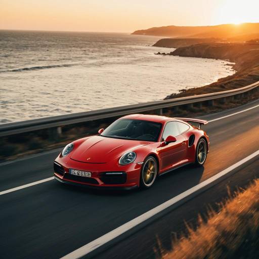 Thrilling Red Porsche at Sunset Drive