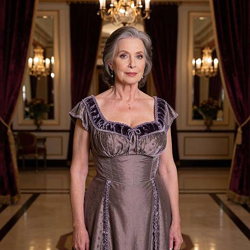 Elegant Mature Woman in Vintage Evening Gown