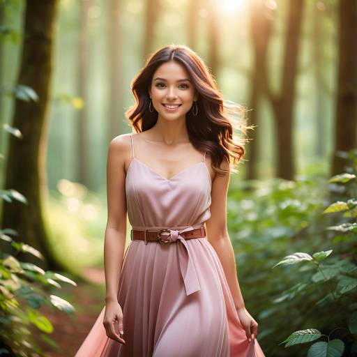 Radiant Woman in Lush Forest Portrait