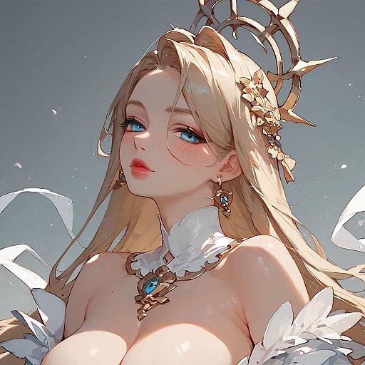 Fantasy Anime Blonde Girl with Blue Eyes