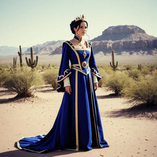 Woman in Royal Senator Gown in Desert