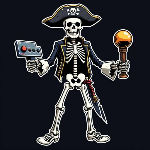 Pirate Skeleton with Vintage Joystick Sticker