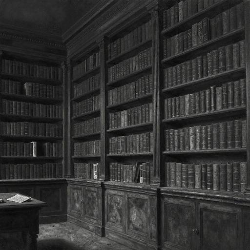 Charcoal Painting of Ancient Library