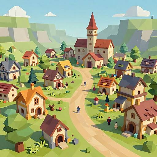 Low Poly Medieval Fantasy Village