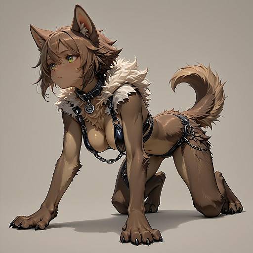 Muscular Monster Dog Girl Lineart