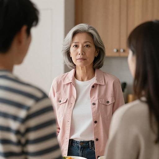 Serious Middle-Aged Woman in Kitchen