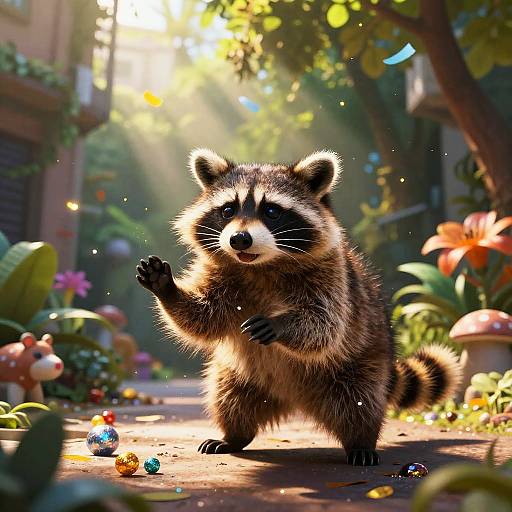 Cheeky Raccoon in Urban Garden