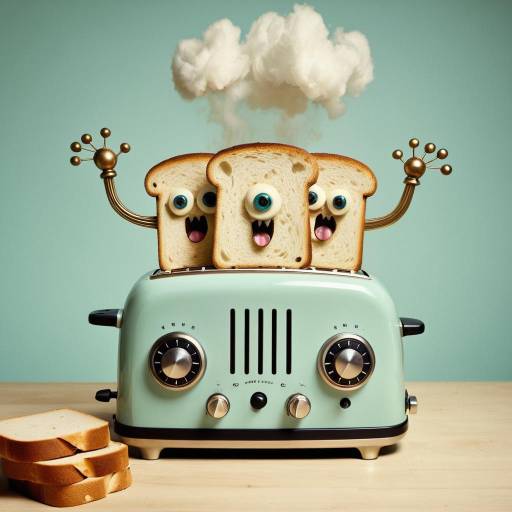Surreal Toaster with Animated Bread Slices