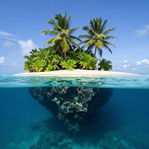 Serene Tropical Island with Submerged Rocks