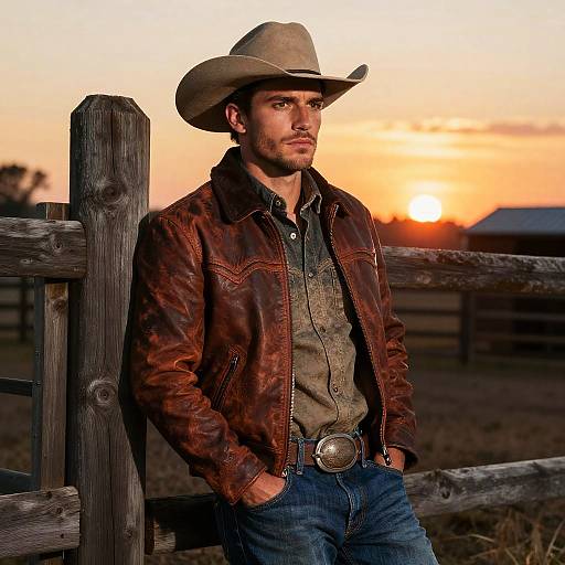 Handsome Cowboy at Sunset Ranch