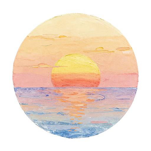 Wistful Retro Pastel Sunset Circle Art