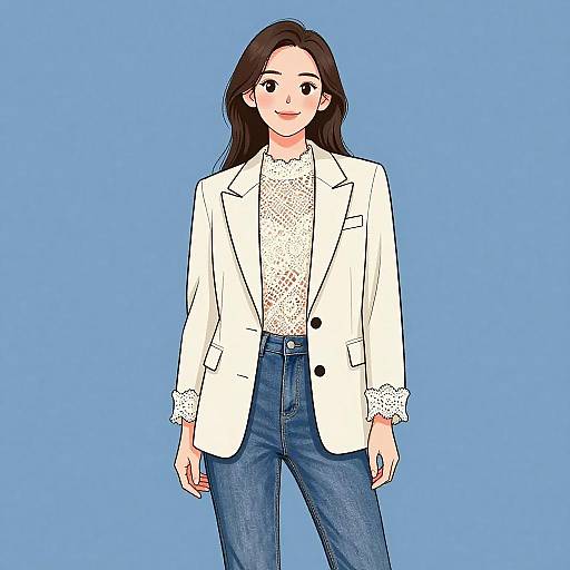 Smiling Woman in Casual Chic Outfit