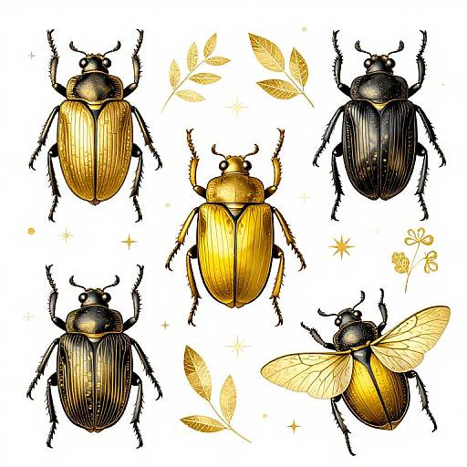 Intricate Gold Vector Bug Illustration