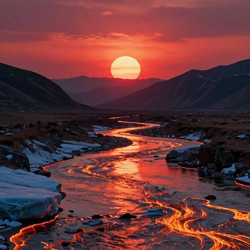 Molten Light Mountains at Sunset