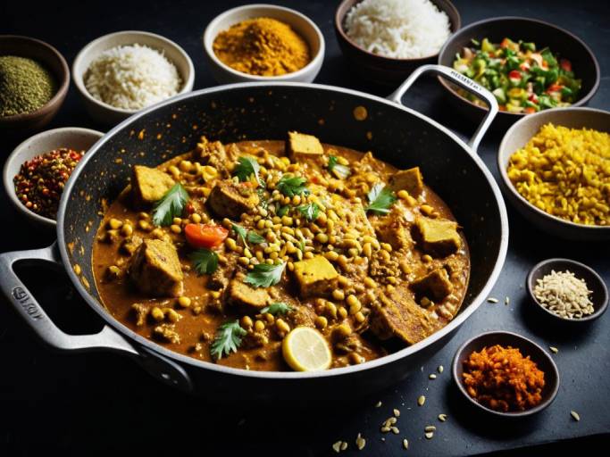 Spiced Tofu Curry with Ingredients
