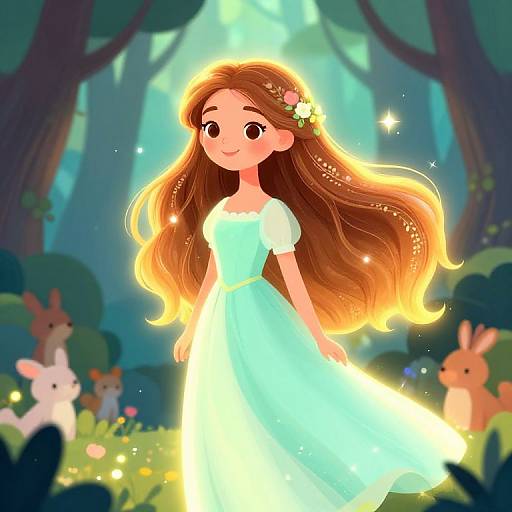 Enchanting Girl in Magical Forest