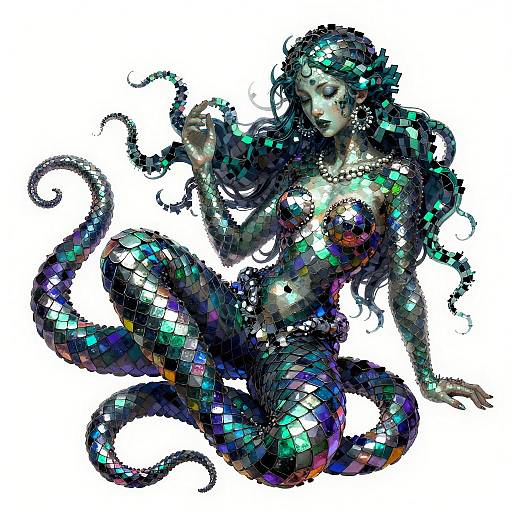 Pixelated Medusa in Dark Fantasy