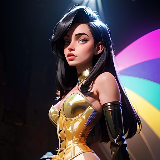 Woman in Golden Metallic Corset