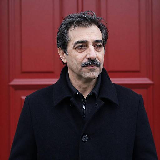 Middle-Aged Man in Black Coat Portrait