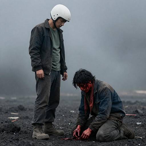 Intense Scene Amidst Ashy Desolation