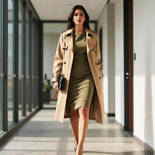 Confident Office Executive in Camel Trench