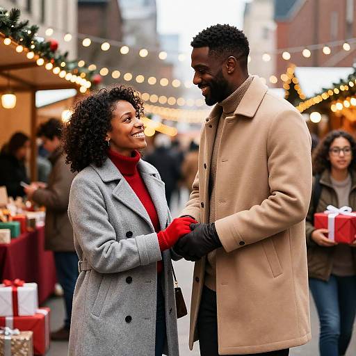 Joyful Outdoor Market Holiday Scene