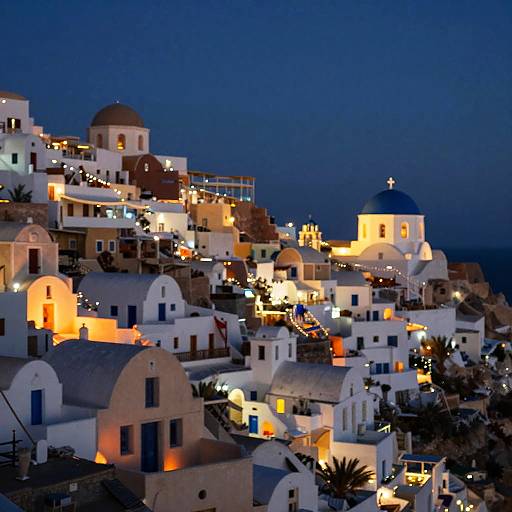 Vibrant Mediterranean Village at Night