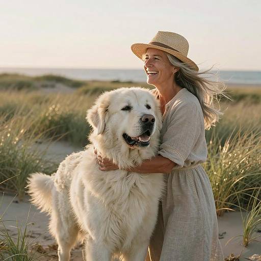Joyful Moment with a Great Pyrenees