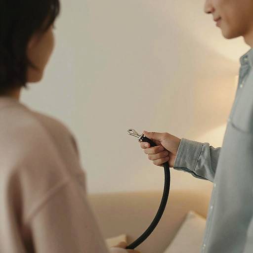 Cozy Couple Leash Play Moment