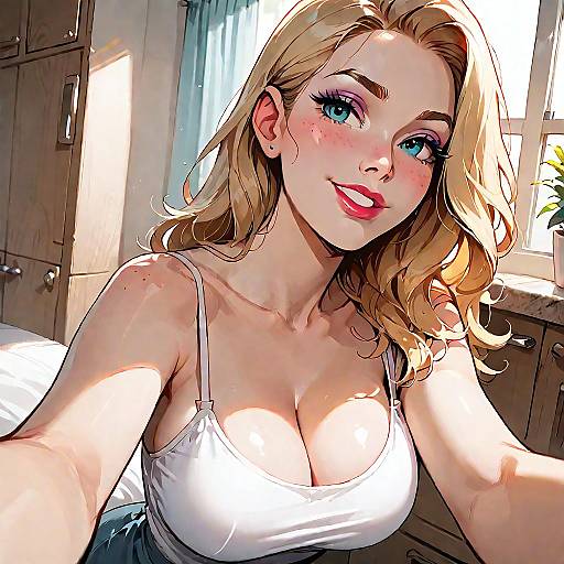 Casual Selfie of Stylish Blonde Woman