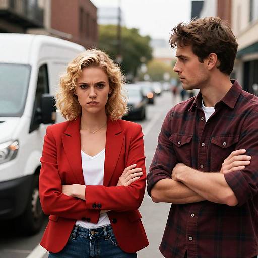 Intense Encounter on City Street