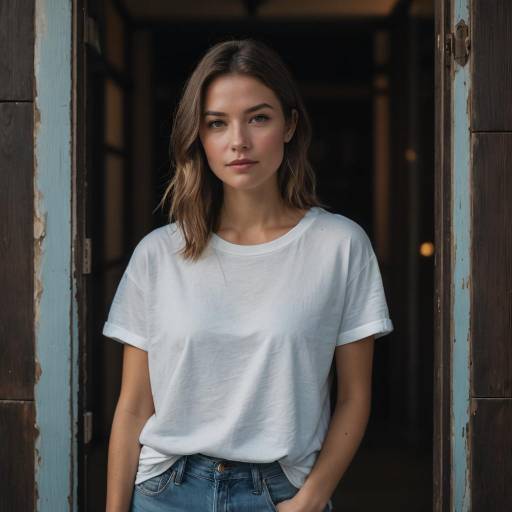 Confident Young Woman in White T-Shirt