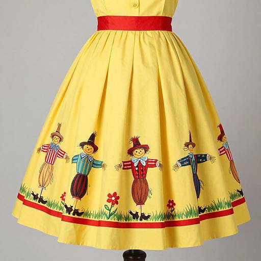 Vintage 1950s Scarecrow Print Dress