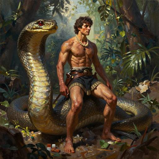 Fearless Conquistador on Giant Serpent