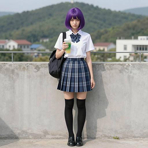 Stylish Asian Student in Vibrant Setting