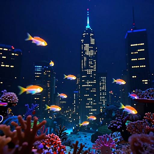 Bioluminescent Underwater Neon City