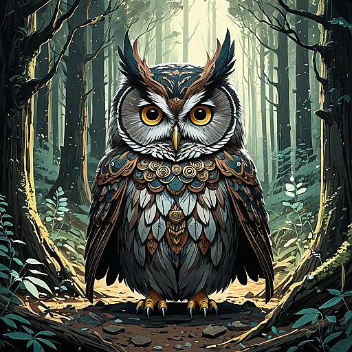 Owl Wizard in Mystic Forest