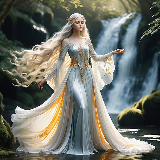Ethereal Fae in a Mystical Waterfall