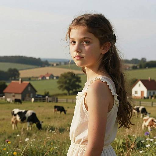 Charming Countryside Scene with Cute Girl