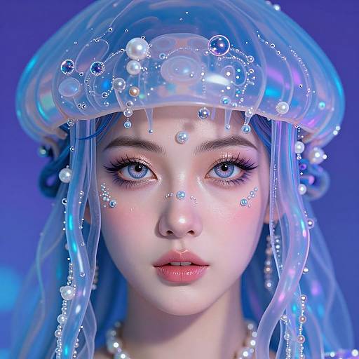 Ethereal Woman with Jellyfish Helmet