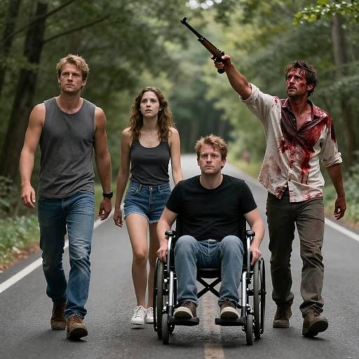 Intense Encounter on a Forest Road