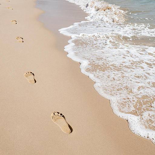 Serene Beach Scene with Footprints