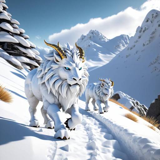 Snow Manticores in Mountain Landscape