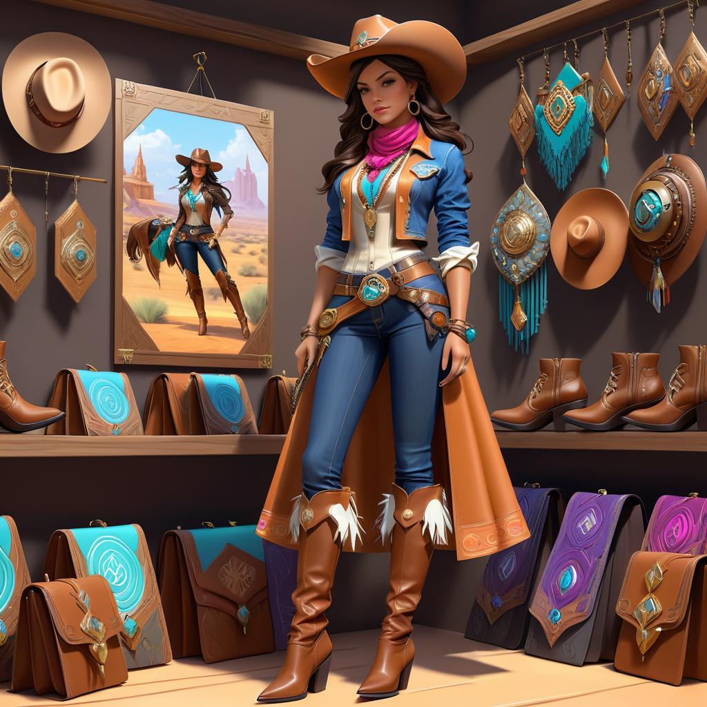 Elegant Sci-Fi Cowgirl Fashion Concept Art