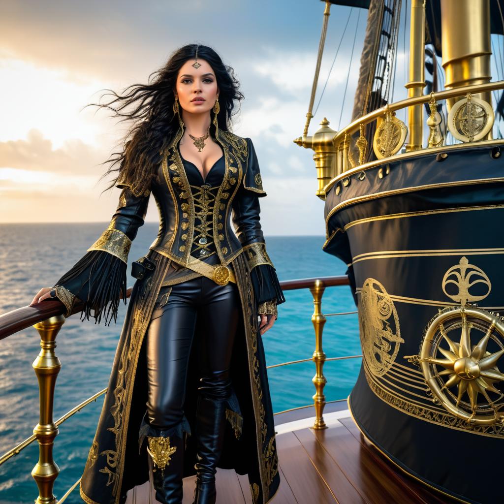 Fierce Pirate Queen on Her Ship