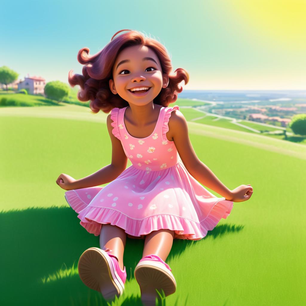 Joyful Pixar-Style Girl in Sundress