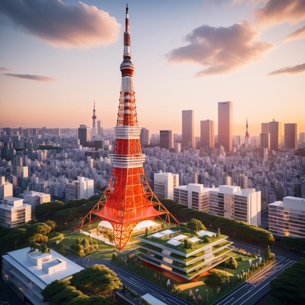 Hyperrealistic Tokyo Tower by Bjarke Ingels