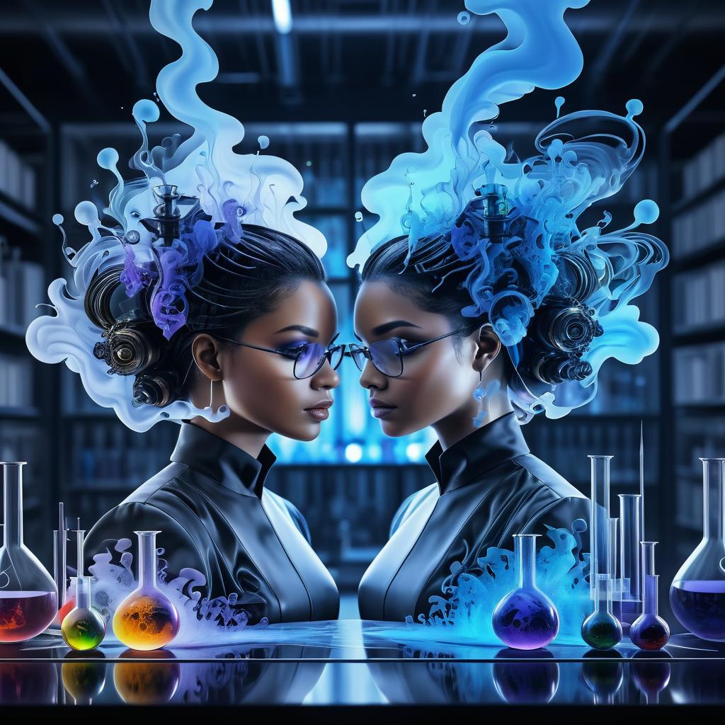 Elegant 3D Portrait of Female Scientists